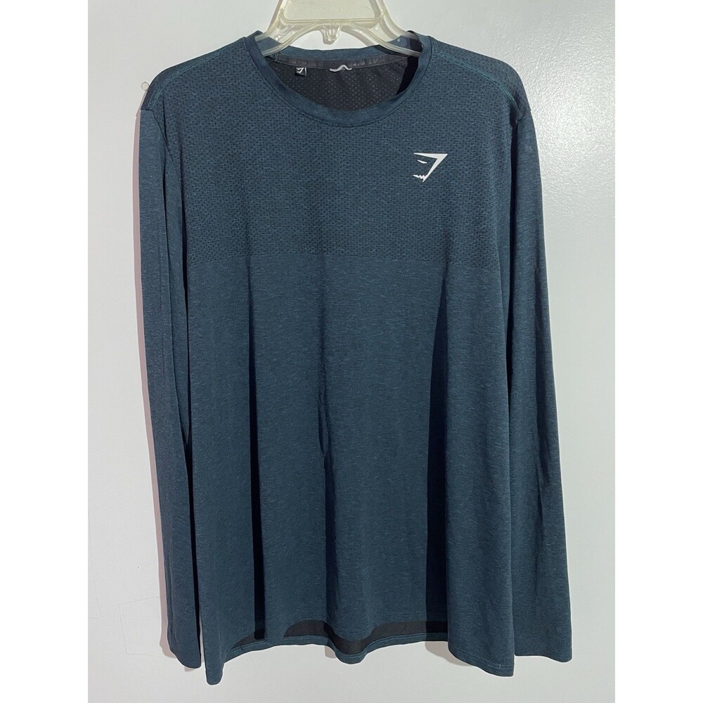 Gymshark Shirt Mens L-XL? Blue Phantom‎ Seamless David Laid Athletic Chest Day